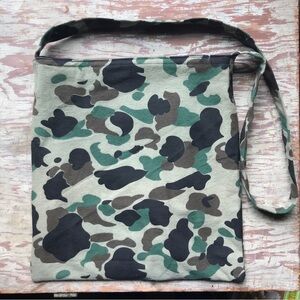 Handmade Camo Chamois Crossbody Tote Bag